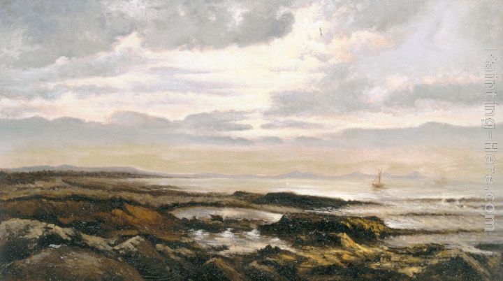 Seascape with a boat on the horizon painting - Theodore Rousseau Seascape with a boat on the horizon art painting